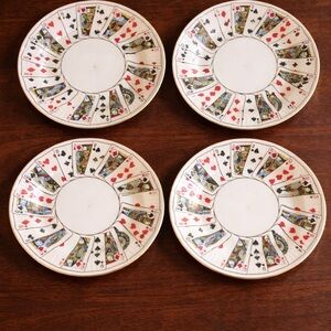 Vintage Elizabethan Cut for Coffee Saucers Set of 4 Playing Card Design England